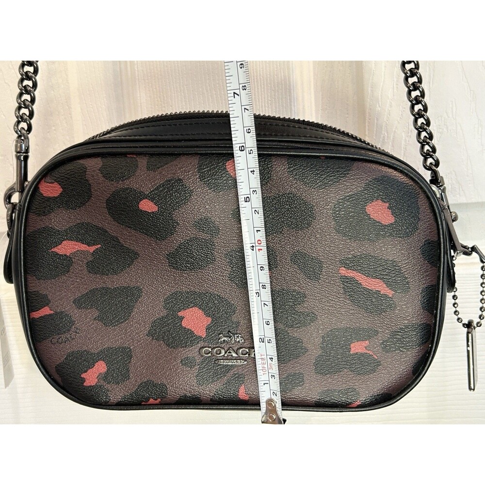 NWT Coach Isla Oxblood Leopard Coated Canvas Leather Crossbody - Picture 8 of 10